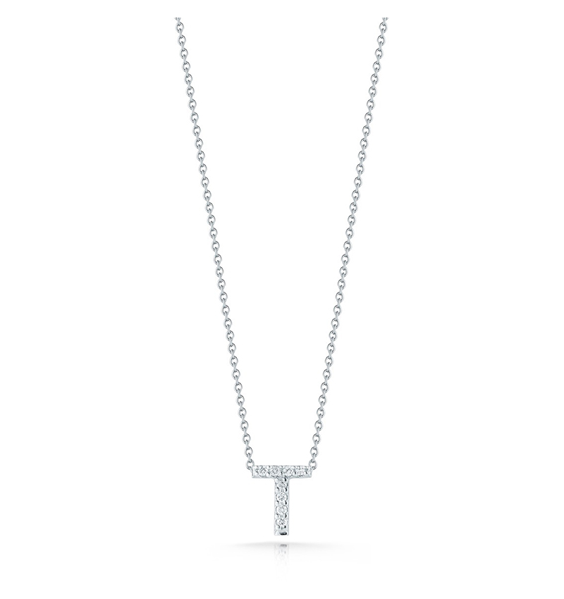 Roberto Coin Tiny Treasures White Gold "Love Letter" Initial Pendant